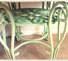upcycled metal and glass goodwill table, painted furniture, repurposing upcycling, close up