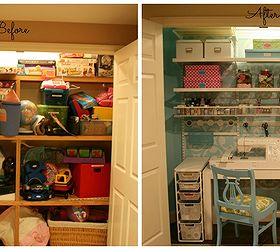 craft sewing closet, craft rooms, Before and After