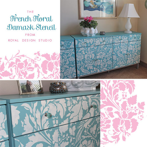 stencil decor to adore french inspired stenciling ideas, painted furniture, wall decor, French Floral Damask Stencil