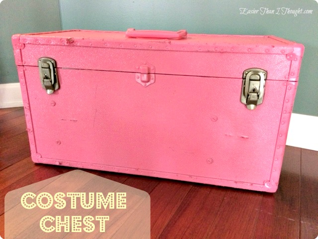 creating a costume chest, painted furniture, repurposing upcycling, The chest after some pink glossy spray paint