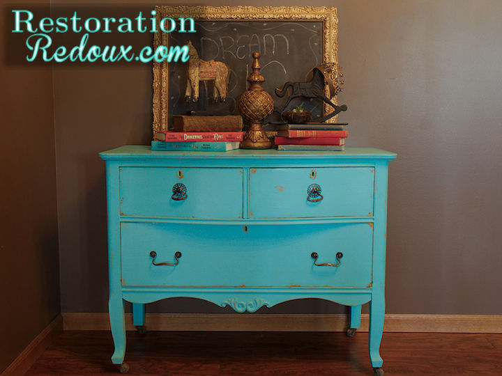 Turquoise Antique Dresser Hometalk