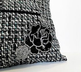 embellished throw pillow, crafts, Embellishement close up
