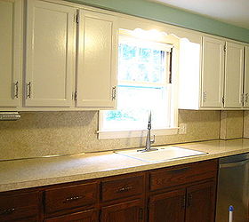 removing old laminate backsplash, kitchen backsplash, kitchen design, painting, shelving ideas, Before