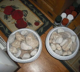 my fall and inside decorating for halloween, halloween decorations, seasonal holiday d cor, I am putting mine inside so used rocks to anchor them and just tall heavy sticks I bought at Big Lots