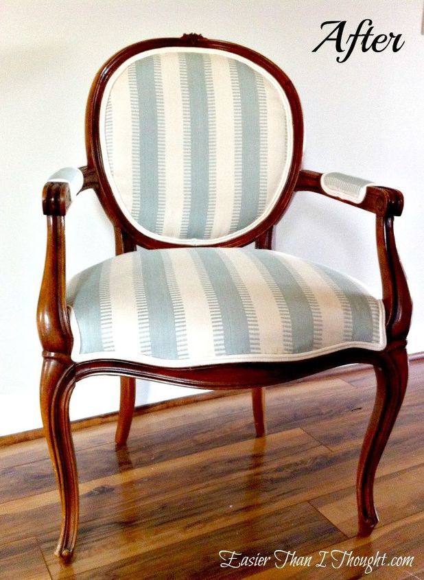 louis xv chair reupholstered, painted furniture, Using my client s fabric I was able to give this old chair an updated classic look