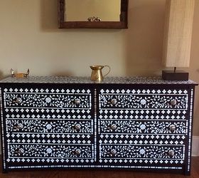 transform a simple dresser with the indian inlay stencil kit, painted furniture
