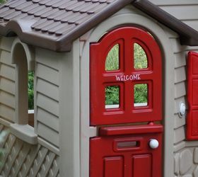 plastic play house makeover, crafts, outdoor furniture, outdoor living, painted furniture