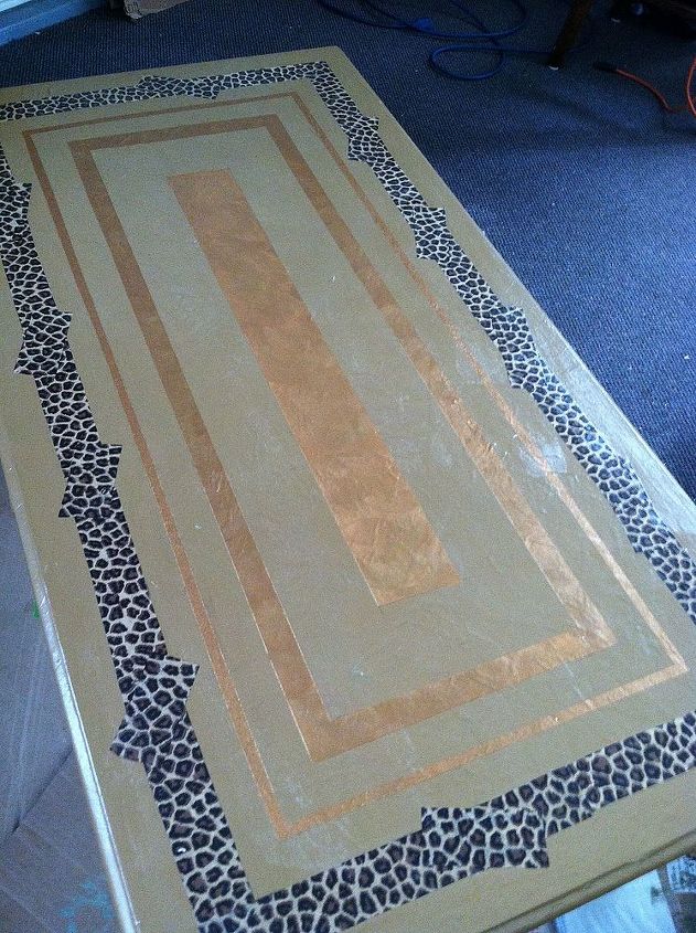coffee table with animal print gold paint and diy chalk paint, chalk paint, painted furniture