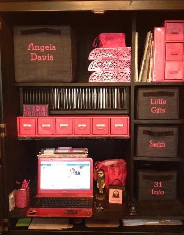 thirty one products organize your space, organizing, Pink and brown office
