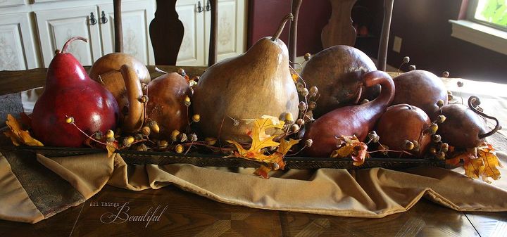 fall decor using gourds, seasonal holiday decor