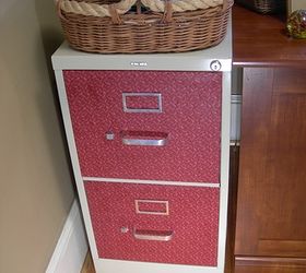 fabric covered filing cabinets, home decor, kitchen cabinets