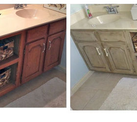 bathroom vanity makeover with annie sloan chalk paint, chalk paint, kitchen cabinets, painted furniture, Bathroom Vanity Before and After