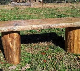 cedar log bench coffee table, outdoor furniture, outdoor living, painted furniture