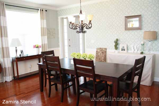 deliciously stenciled dining rooms, home decor, paint colors, painting, wall decor
