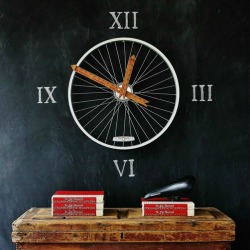bicycle wheel clock, chalkboard paint, crafts, repurposing upcycling, I hung the bike wheel on the chalkboard wall and added roman numerals