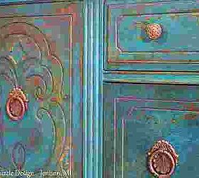 antique buffet painted in peacock blue, painted furniture