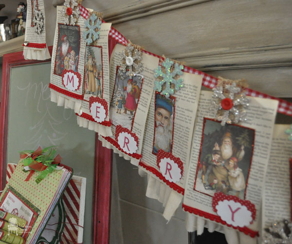 vintage merry christmas banner, christmas decorations, seasonal holiday decor