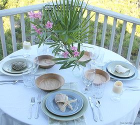 nature inspired beach table setting, home decor, outdoor living