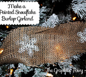 make a burlap garland with painted snowflakes, christmas decorations, seasonal holiday decor, Painted Snowflakes on Burlap Garland