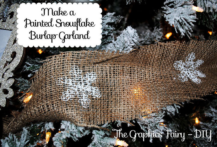 make a burlap garland with painted snowflakes, christmas decorations, seasonal holiday decor, Painted Snowflakes on Burlap Garland