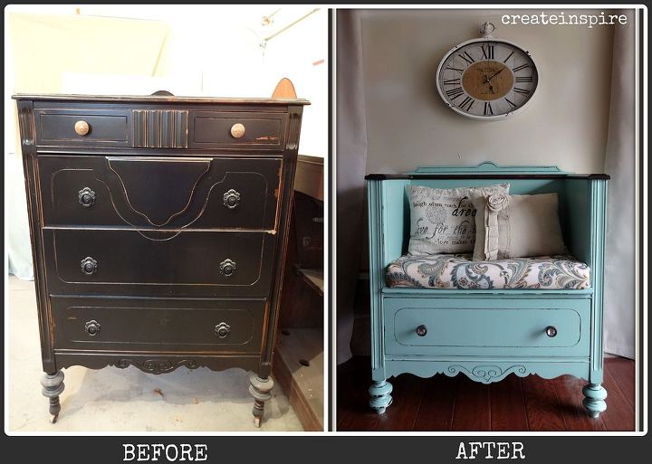 antique dresser turned bench, painted furniture, repurposing upcycling