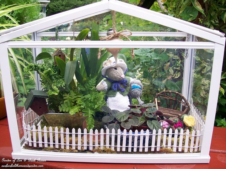 miss millicent mouse s greenhouse, container gardening, crafts, terrarium, Miss Millicent Mouse s Greenhouse