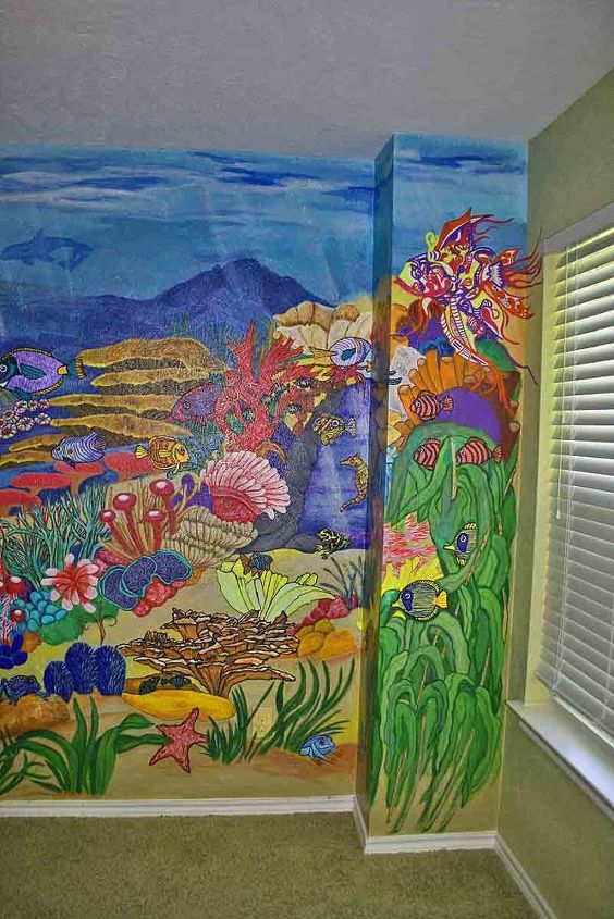 undersea wall, bedroom ideas, home decor, painting