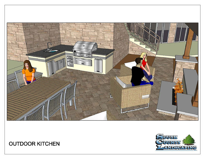 demotte outdoor kitchen, home improvement, kitchen design, outdoor living, Rendered 3 dimensional model of the proposed project