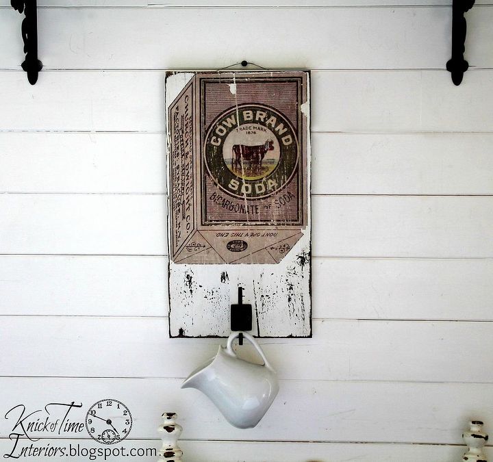 diy antique advertisement wall art hook flour sack towel, crafts, home decor, repurposing upcycling