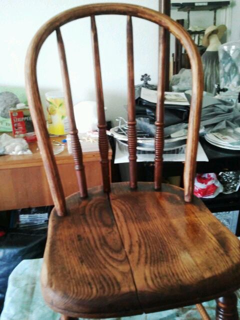 cute little chairs, painted furniture, After sanding and wood conditioner Later I filled in the crack of the seat