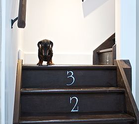 diy numbered staircase, diy, home decor, painting, stairs, Emmitt giving final inspection