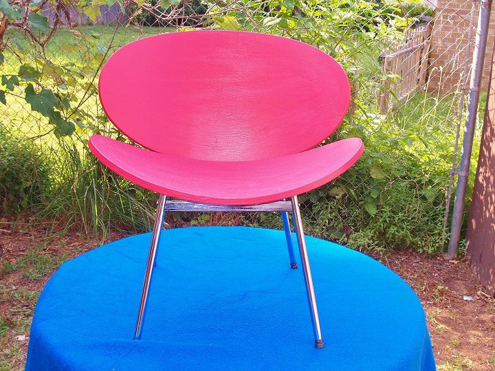 my chair repurpose and upcycle sickness, painted furniture, After I love the cherry red it looks a thousand times better