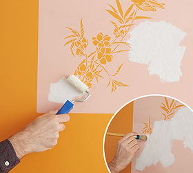 how to highlight a focal point with stencils, how to, painting, wall decor, Load a small foam roller or a medium stencil brush with paint To discourage bleeding remove excess paint by running the roller or brush over a folded paper towel Using light pressure roll or pounce on the paint