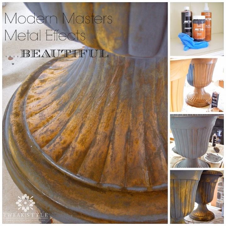 creating a rust patina on plastic urns modern masters, home decor, painting, repurposing upcycling, Using 3 products from the Modern Masters Metal Effects line see how easy it is to transform a plastic urn