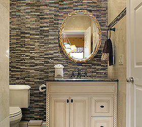 small powder room with marble tiles and mosaics, bathroom ideas, painting, tiling, Design by Klima Design Group LLC