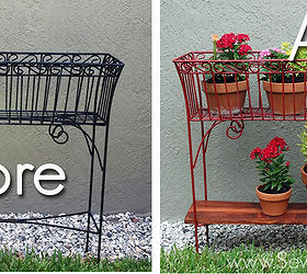 revamped wire basket plant stand, painting, The Before After See the full tutorial here