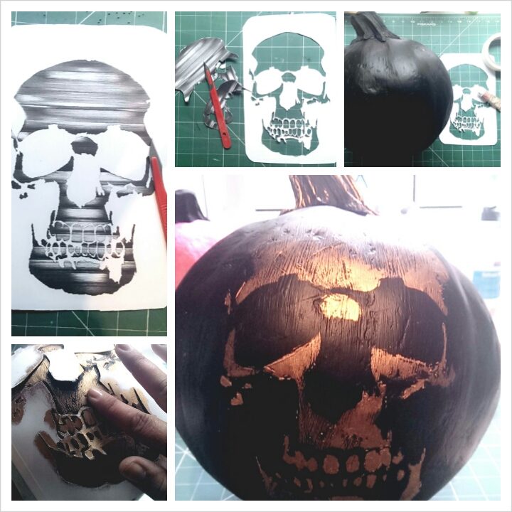 diy scary paper mache pumpkins, crafts, decoupage, halloween decorations, seasonal holiday decor, skull stencil