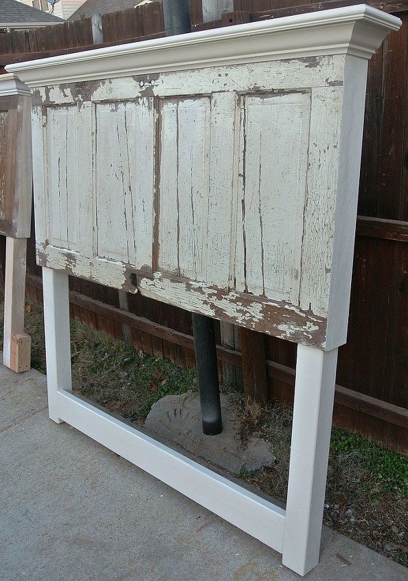 90 year old door headboard made to fit both a queen size or full size bed, bedroom ideas, painted furniture, repurposing upcycling