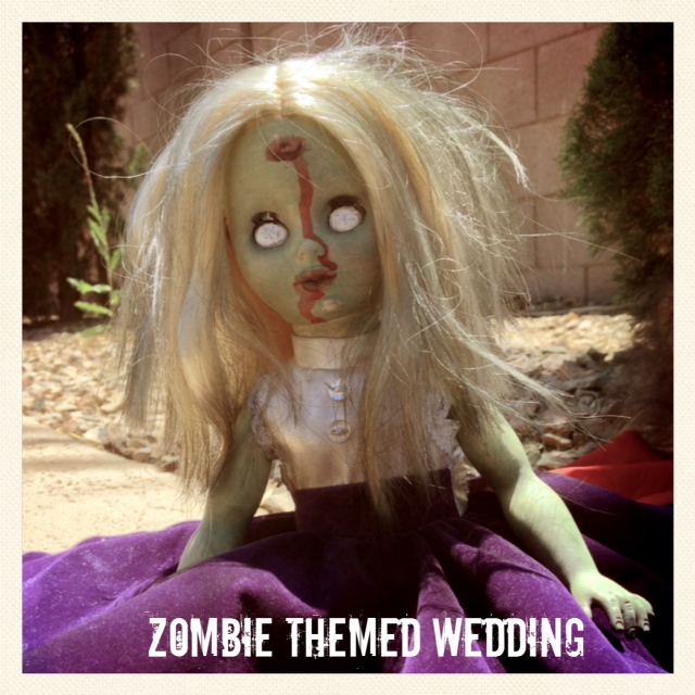 zombie themed wedding decor, crafts, Zombie girl for the food Table
