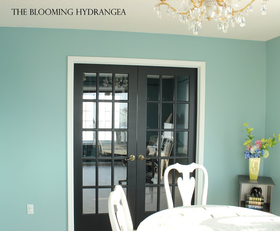 creating a home office with black french doors, doors, painting