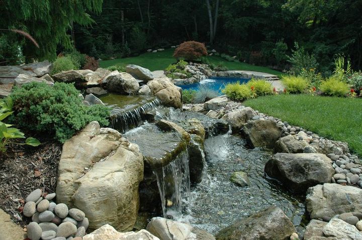 when an outdoor oasis includes more than a pool, decks, landscape, outdoor living, patio, perennial, ponds water features, pool designs, Backyard Water Features