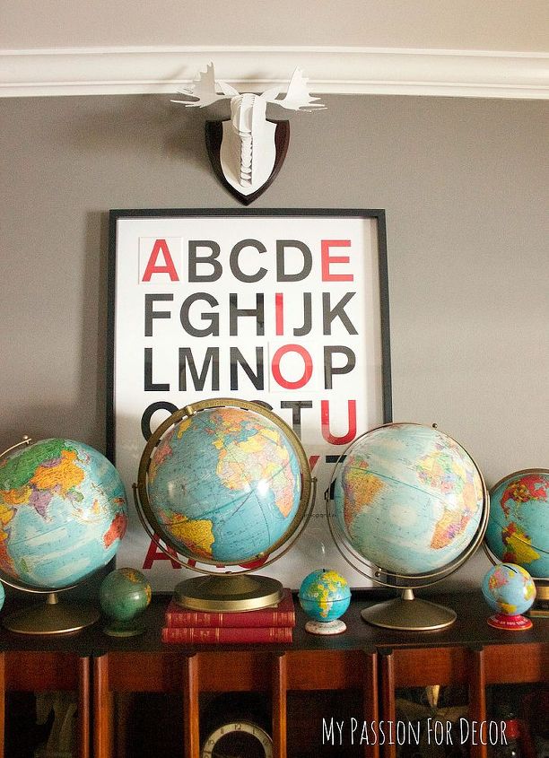 my passion for decor s family room tour, home decor, living room ideas, painted furniture, repurposing upcycling, I do have a very large globe collection and This room is the perfect place to display a large piece of my collection
