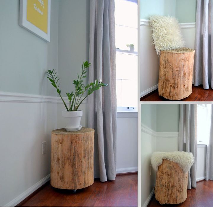 tree stump table, diy, painted furniture