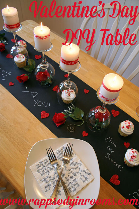 diy valentine s day table, painted furniture, seasonal holiday decor, valentines day ideas, Romantic date night in table for Valentine s Day