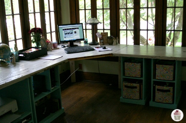 rustic office desk pottery barn style, craft rooms, home office, kitchen cabinets, repurposing upcycling