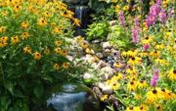 Pondless waterfall with flower edges