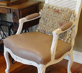 french country thrift store chair makeover, chalk paint, painted furniture, I am still undecided about the leather I am going to leave as is for now until I finish the other chair I may leave as is paint the leather or reupholster