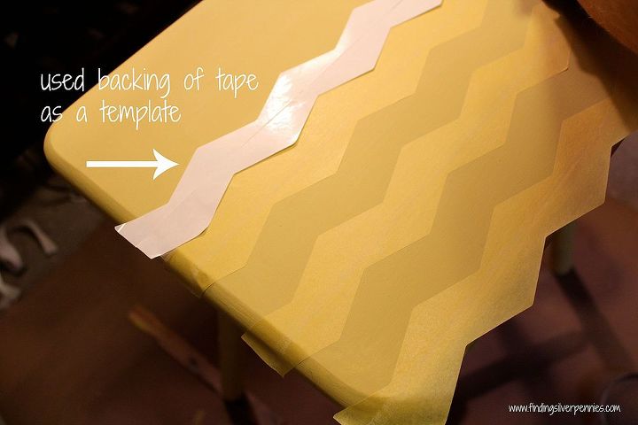 how to paint a chevron table, chalk paint, painted furniture, Using the shape tape in chevron style