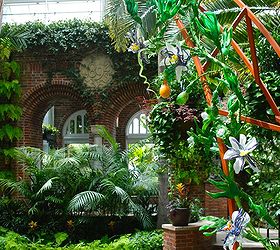 visit to phipps conservatory summer show glass art butterflies, flowers, gardening, outdoor living, The Palm Court entrance is festooned with these pretty glass passion vines