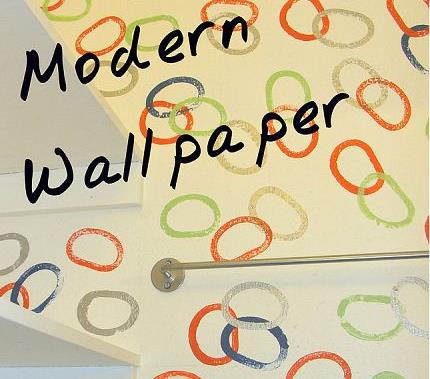 paint faux wallpaper, paint colors, painting, wall decor, Layered circles create a modern and cheerful look in a pantry